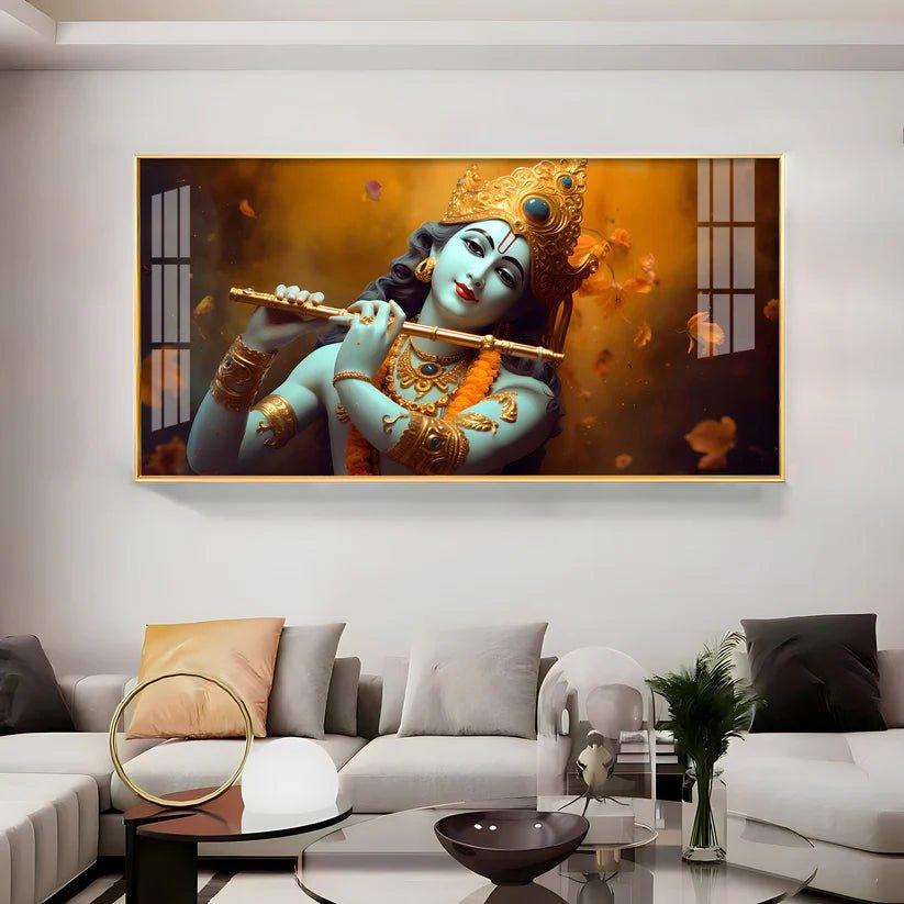 Om Jai Shree Krishna Premium Acrylic Floating Wall Painting - Decor Smart