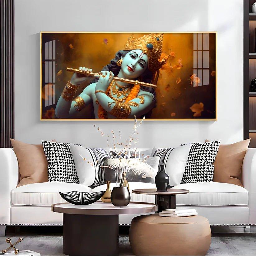 Om Jai Shree Krishna Premium Acrylic Floating Wall Painting - Decor Smart