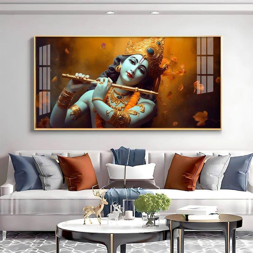 Om Jai Shree Krishna Premium Acrylic Floating Wall Painting - Decor Smart