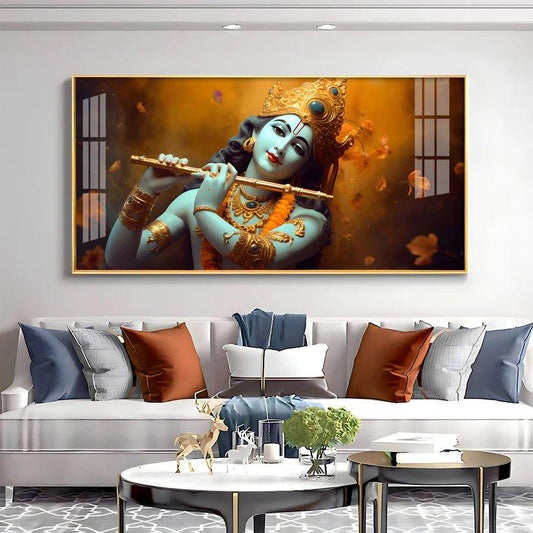 Om Jai Shree Krishna Premium Acrylic Floating Wall Painting - Decor Smart