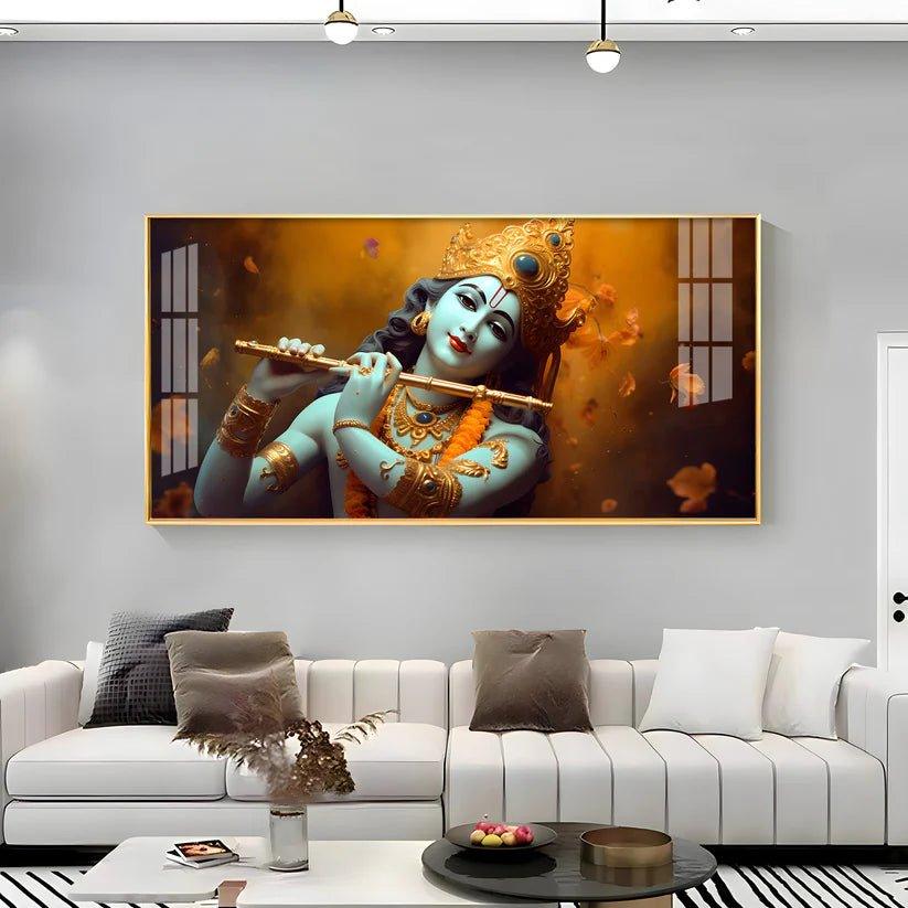 Om Jai Shree Krishna Premium Acrylic Floating Wall Painting - Decor Smart