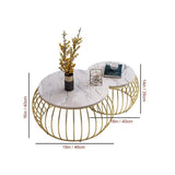 Ornate Rounded Metallic Marble Nested Coffee Table Set of 2 - Decor Smart