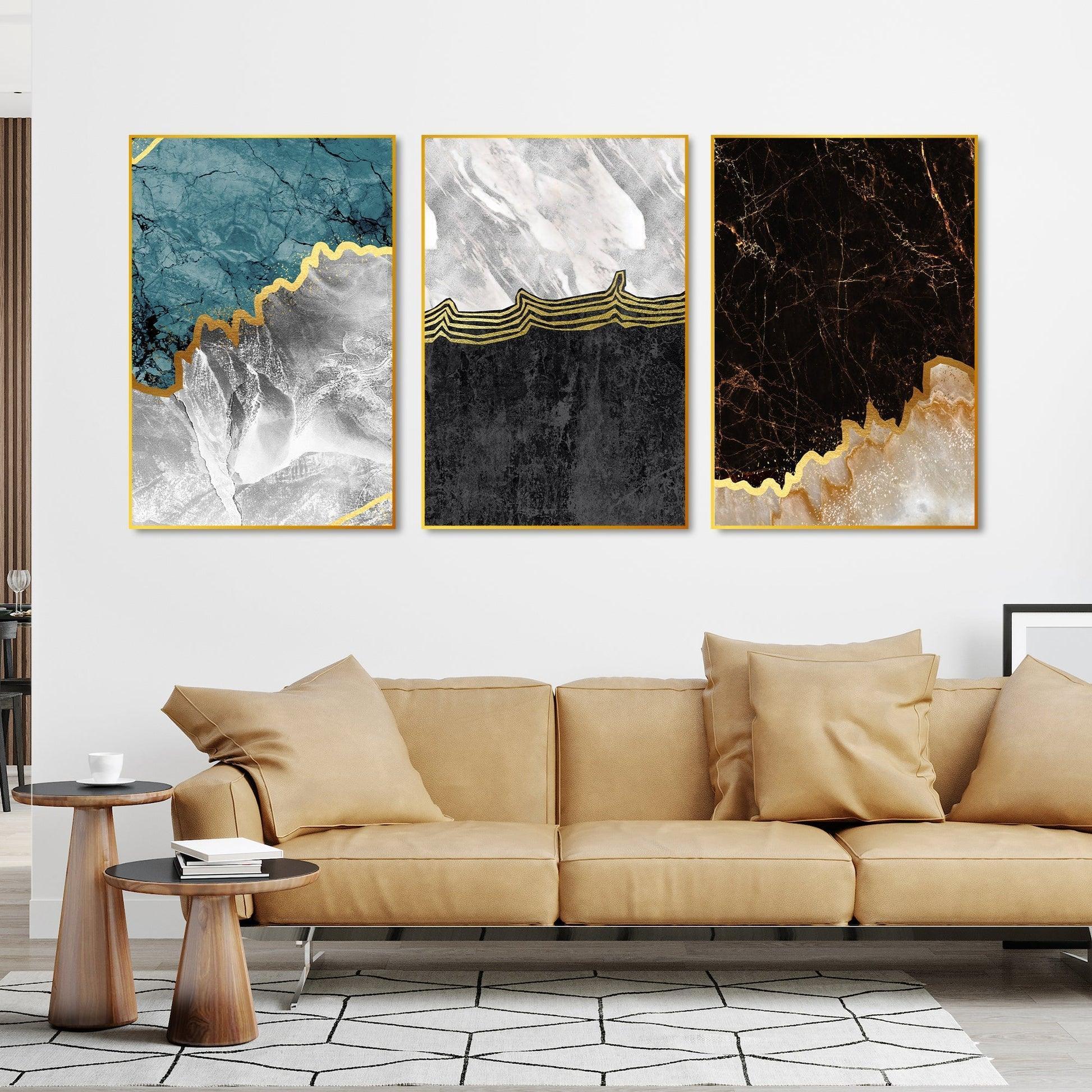 Paint Texture Decorative Floating Canvas Wall Painting Set of Three - Decor Smart