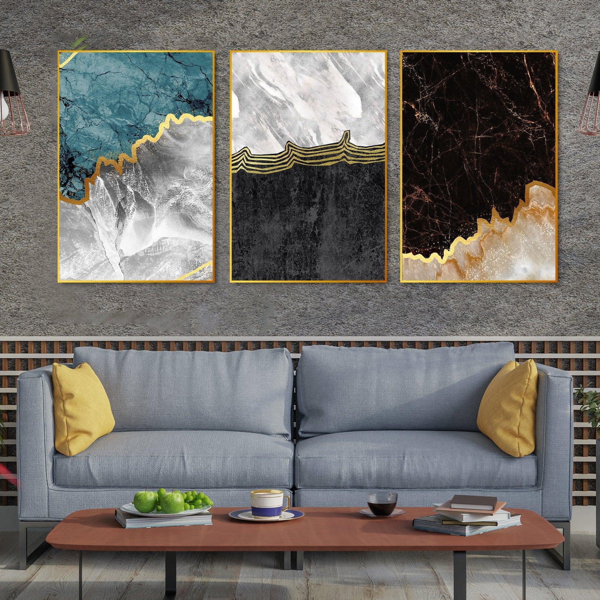 Paint Texture Decorative Floating Canvas Wall Painting Set of Three - Decor Smart