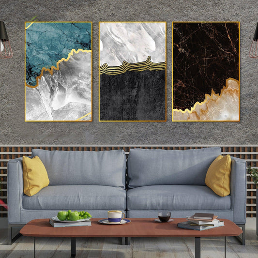 Paint Texture Decorative Floating Canvas Wall Painting Set of Three - Decor Smart