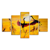 Pair of Cranes over an Autumn Field Canvas Bedroom Wall Painting - Decor Smart