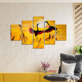 Pair of Cranes over an Autumn Field Canvas Bedroom Wall Painting - Decor Smart