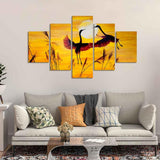 Pair of Cranes over an Autumn Field Canvas Bedroom Wall Painting - Decor Smart