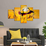 Pair of Cranes over an Autumn Field Canvas Bedroom Wall Painting - Decor Smart