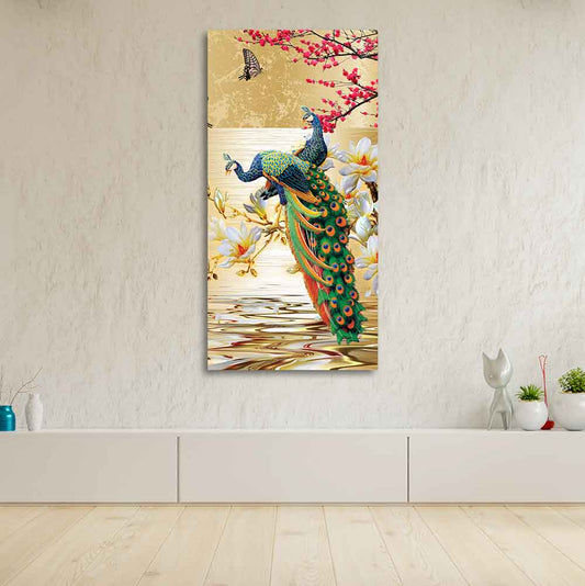 Pair of Peacock Canvas Wall Painting - Decor Smart