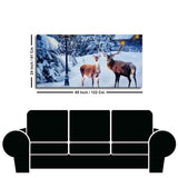 Pair of Red Deer in Snowy Forest Premium Wall Painting - Decor Smart