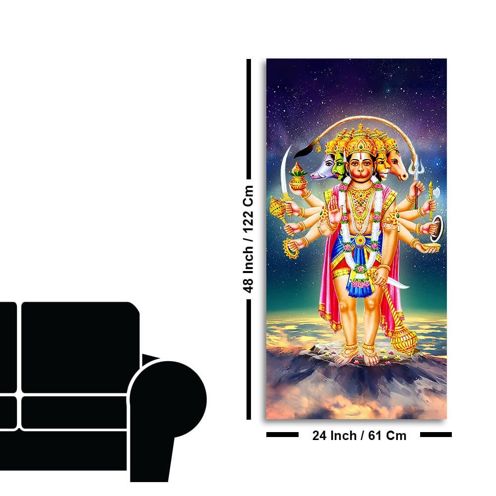 Panchmukhi Bajrangbali Beautiful Scenery Premium Canvas Wall Painting - Decor Smart