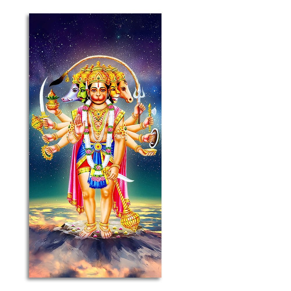 Panchmukhi Bajrangbali Beautiful Scenery Premium Canvas Wall Painting - Decor Smart