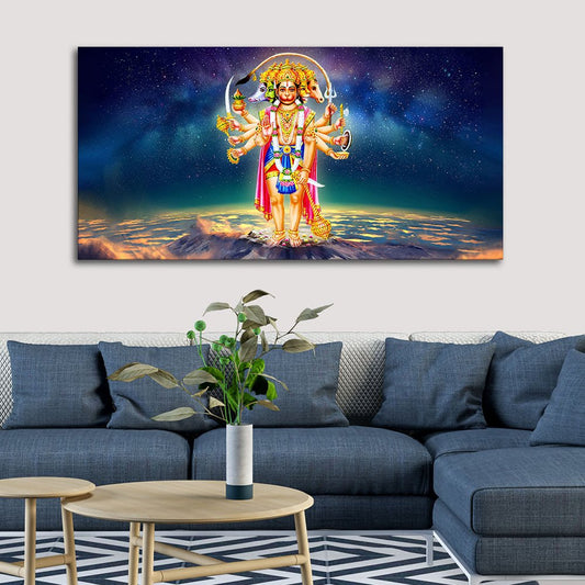 Panchmukhi Bajrangbali Scenery Premium Canvas Wall Painting - Decor Smart