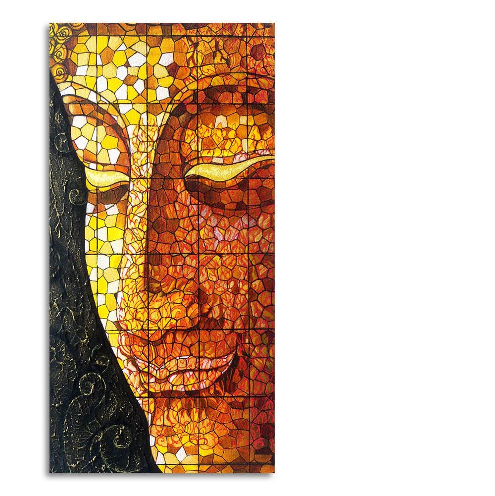 Peaceful Golden Buddha Texture art Canvas Wall Painting - Decor Smart