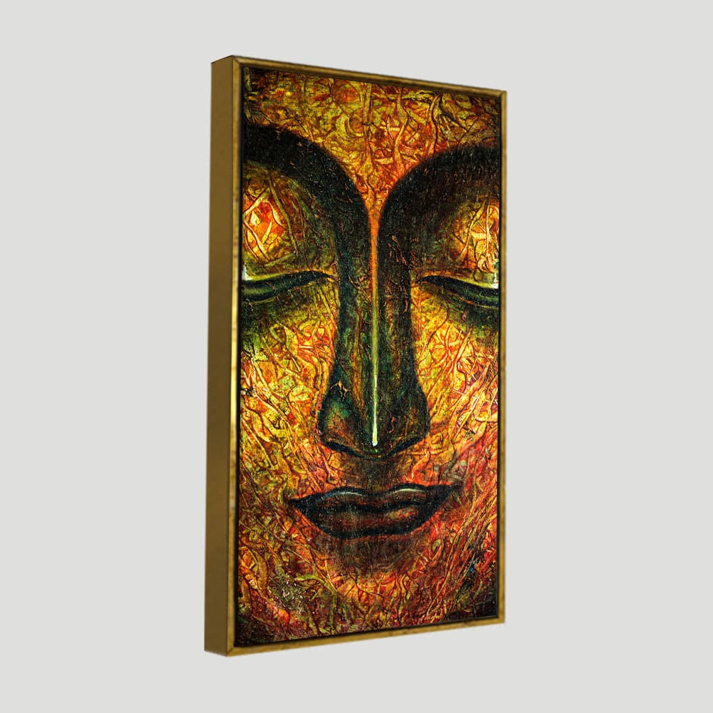 Peaceful Golden Textured Art Buddha Wall Painting - Decor Smart