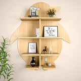 Penguin Backlit Designer Wooden Wall Shelf / Book Shelf / Night Light, Light Oak Finish - Decor Smart
