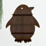 Penguin Backlit Designer Wooden Wall Shelf / Book Shelf / Night Light, Walnut Finish - Decor Smart