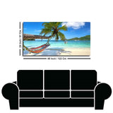 Perfect Beach with Palm Tree and Hammock Premium Canvas Wall Hanging - Decor Smart