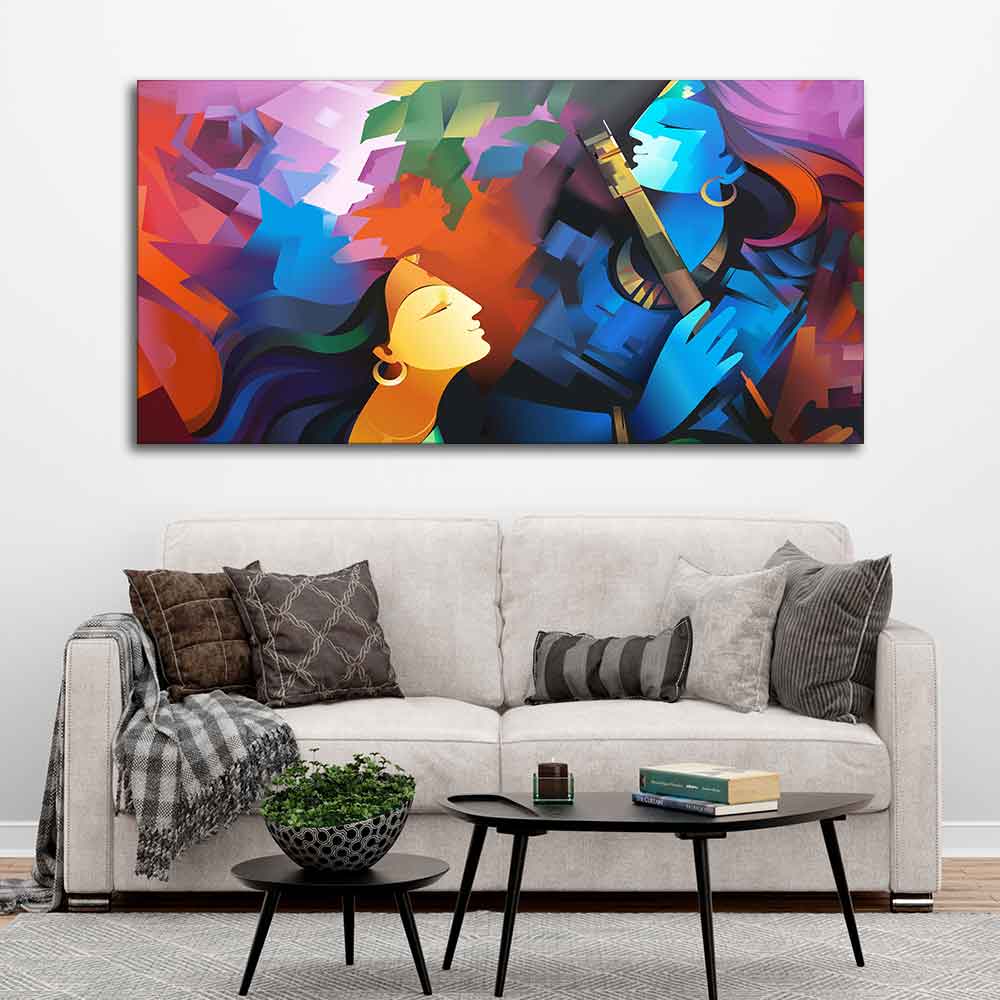 Premium Abstract Painting of Lord Radha Krishna - Decor Smart