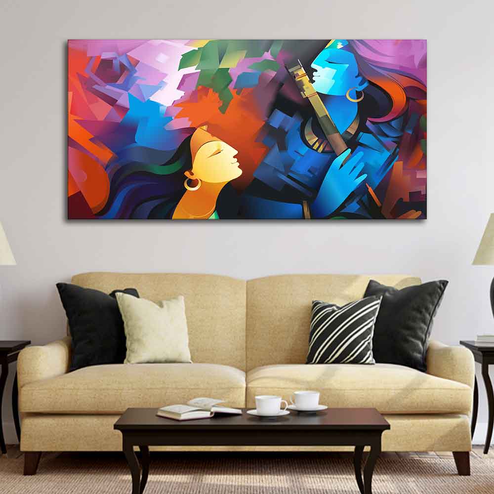 Premium Abstract Painting of Lord Radha Krishna - Decor Smart