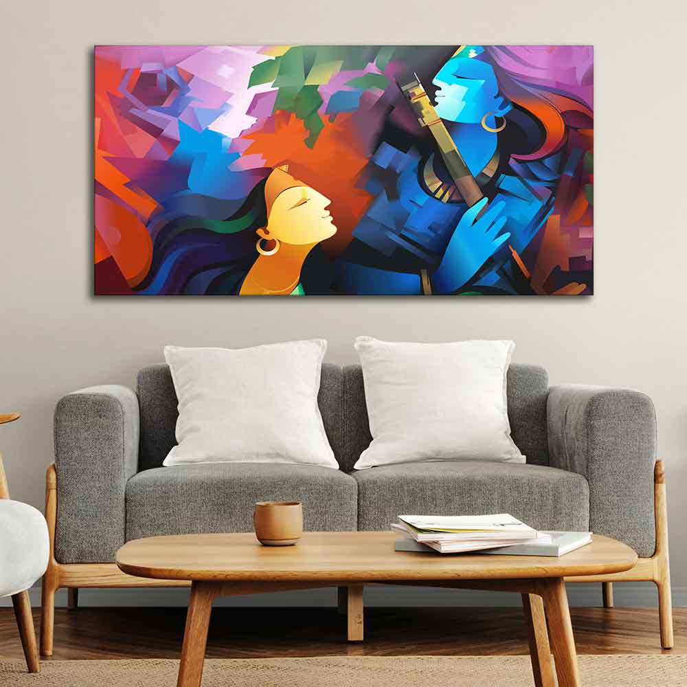 Premium Abstract Painting of Lord Radha Krishna - Decor Smart