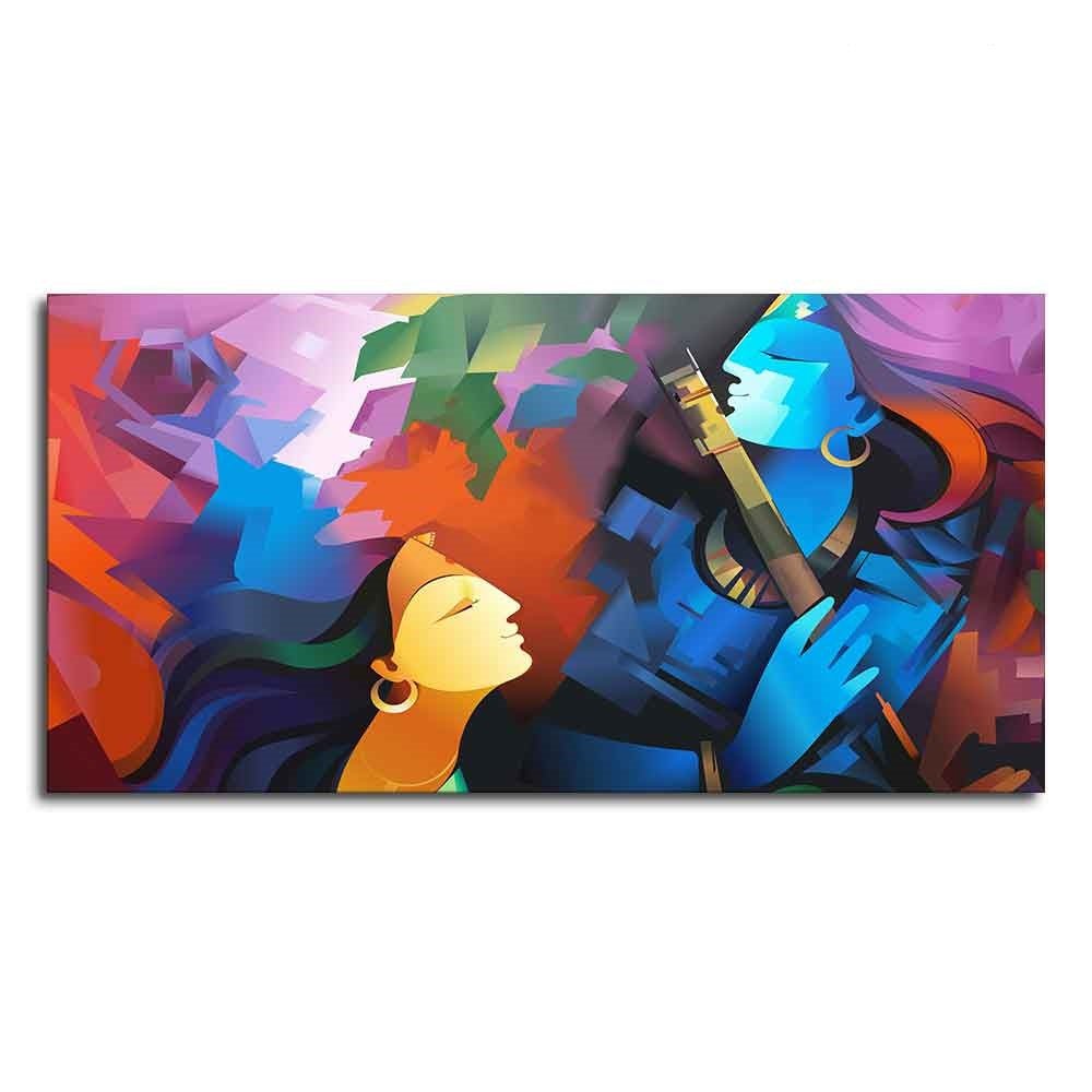 Premium Abstract Painting of Lord Radha Krishna - Decor Smart