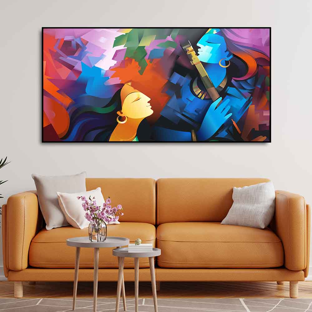 Premium Abstract Painting of Lord Radha Krishna - Decor Smart