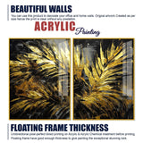Premium Black and Shiny Gold Palm Leaves Acrylic Floating Wall Painting Set Of 2 - Decor Smart