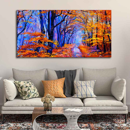 Premium Canvas Abstract Art Wall Painting of Forest in Autumn - Decor Smart