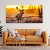 Premium Canvas Painting of Red Deer in Forest at Sunrise - Decor Smart