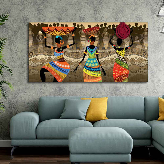 Premium Canvas Wall Painting of African Warli Art - Decor Smart