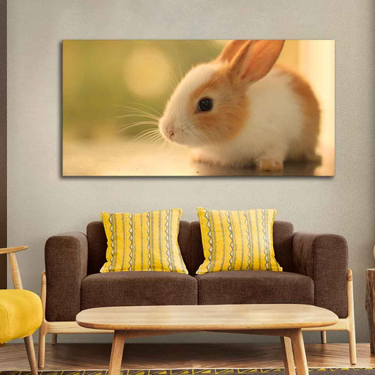 Premium Canvas Wall Painting of Cute White & Brown Bunny - Decor Smart