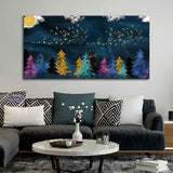 Premium Canvas Wall Painting of Golden Birds Flying over The Dark Forest - Decor Smart