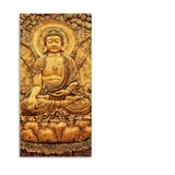 Premium Canvas Wall Painting of Golden Lord Buddha Sculpture - Decor Smart