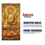 Premium Canvas Wall Painting of Golden Lord Buddha Sculpture - Decor Smart