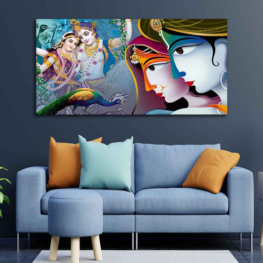 Premium Canvas Wall Painting of Indian God Radha Krishna - Decor Smart