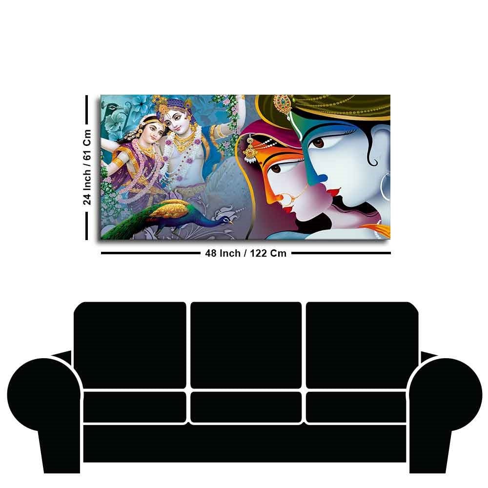 Premium Canvas Wall Painting of Indian God Radha Krishna - Decor Smart