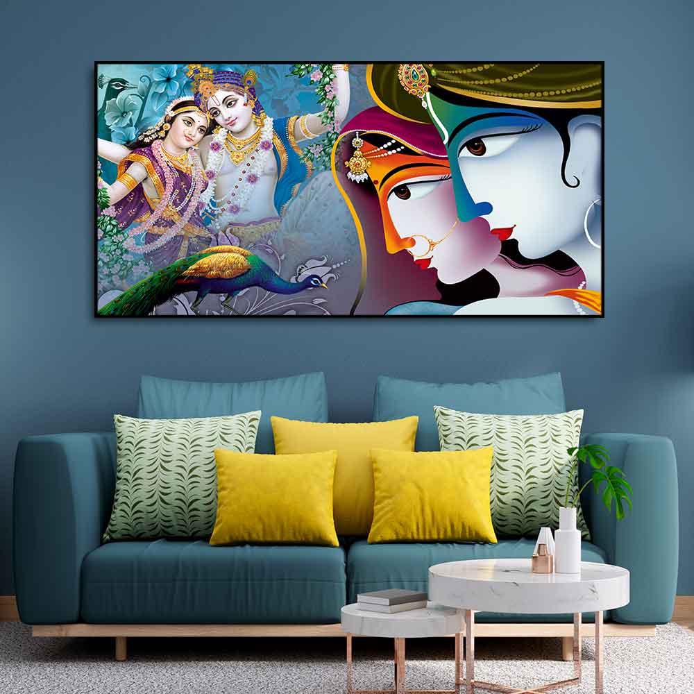 Premium Canvas Wall Painting of Indian God Radha Krishna - Decor Smart