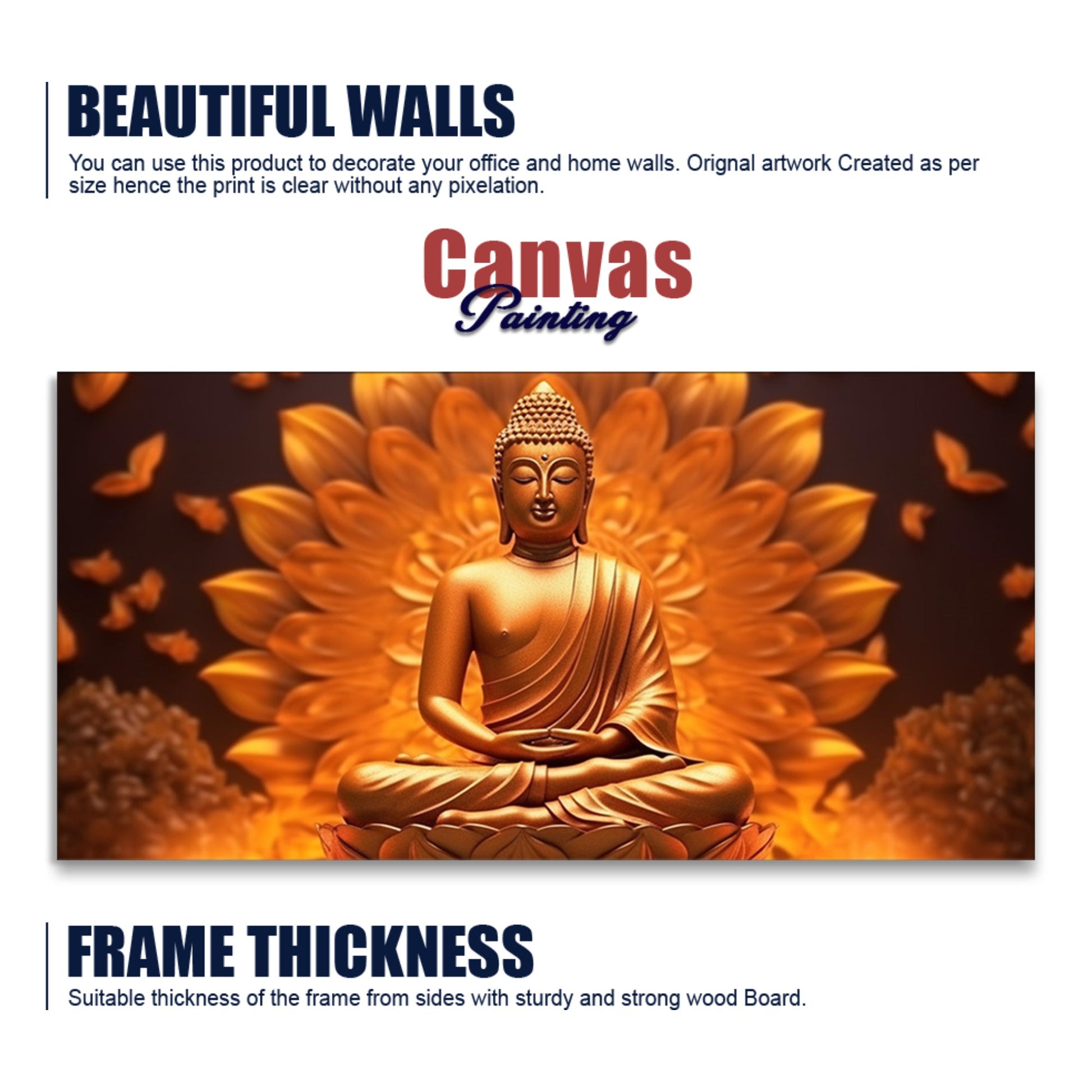 Premium Canvas Wall Painting of Meditating Lord Buddha - Decor Smart