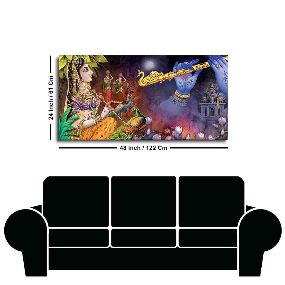 Premium Canvas Wall Painting of Radha Thinking About Shri Krishna - Decor Smart