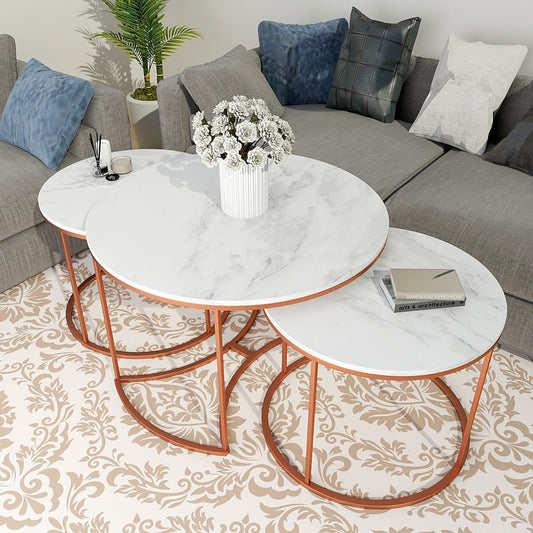 Premium Copper Nesting Trio Tables Set of 3 - Decor Smart