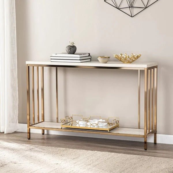 Premium Faux Marble Designer Console Table with Metal Finish - Decor Smart
