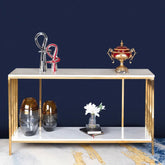 Premium Faux Marble Designer Console Table with Metal Finish - Decor Smart