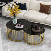Premium Golden Caged with Black Marble Table Set of 2 - Decor Smart