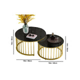 Premium Golden Caged with Black Marble Table Set of 2 - Decor Smart