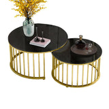 Premium Golden Caged with Black Marble Table Set of 2 - Decor Smart