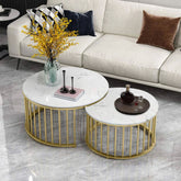 Premium Golden Caged with White Marble Table Set of 2 - Decor Smart