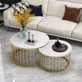 Premium Golden Caged with White Marble Table Set of 2 - Decor Smart