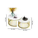 Premium Golden Caged with White Marble Table Set of 2 - Decor Smart